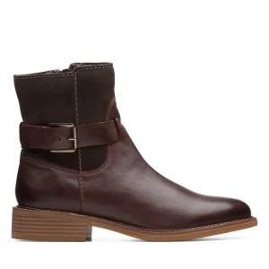 Clarks Cologne Strap – Bottines – Dark Brown Combi SOLDES TOUT À 18