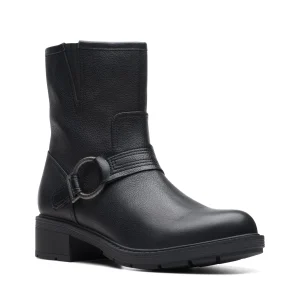 Clarks Hearth Cross – D – Boots À Talons – Black Leather Nouvelle Collection 10